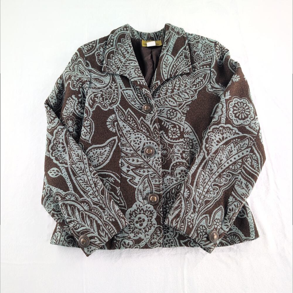 Vintage Painted Pony Blazer Brown/Blue Tapestry Paisley Women's Small Made InUSA